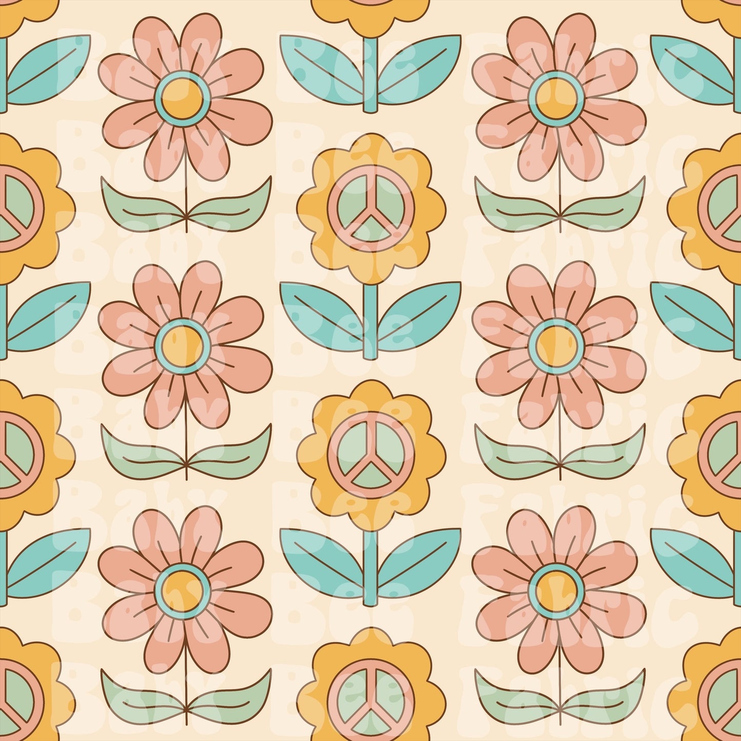 Muted Lined Flowers