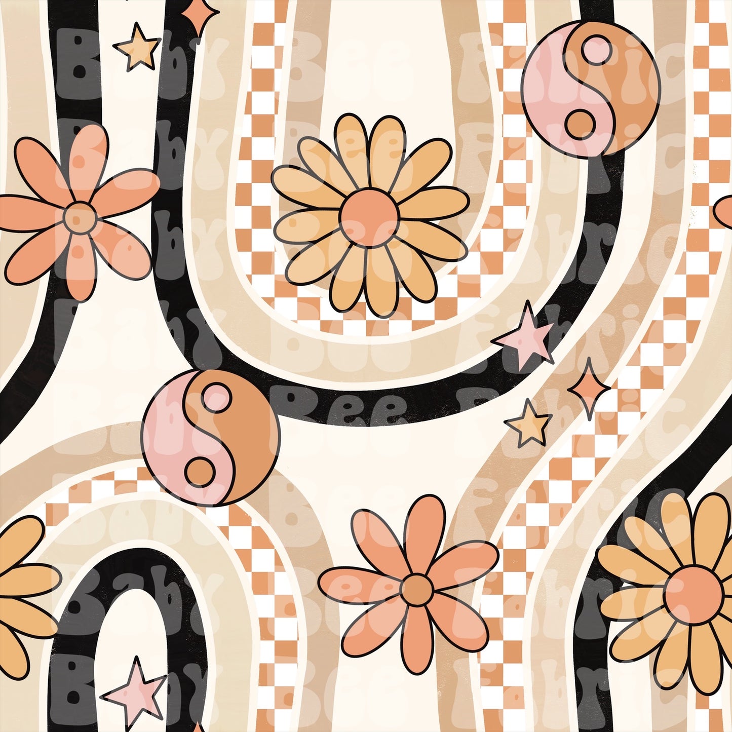 Wavy Flowers Tan
