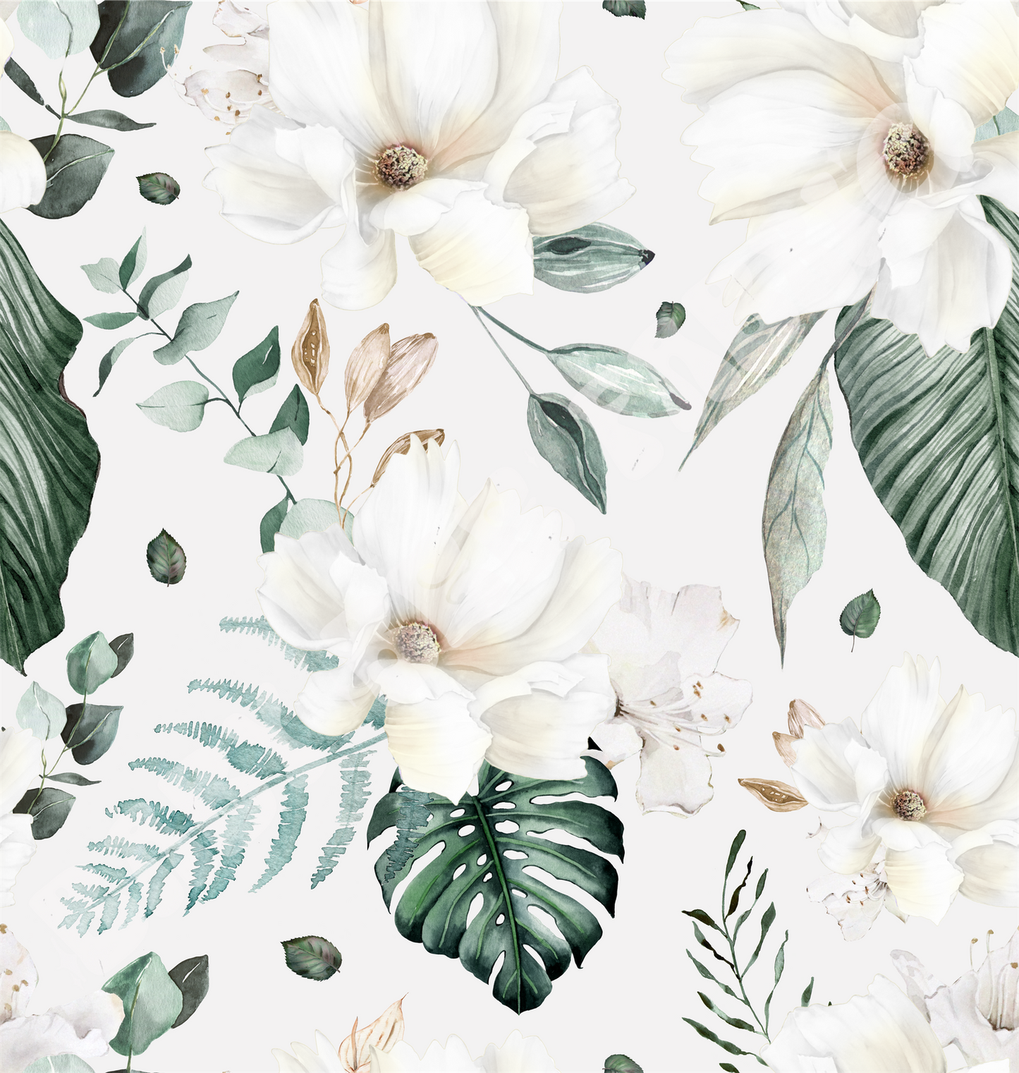 White Watercolor Monstera