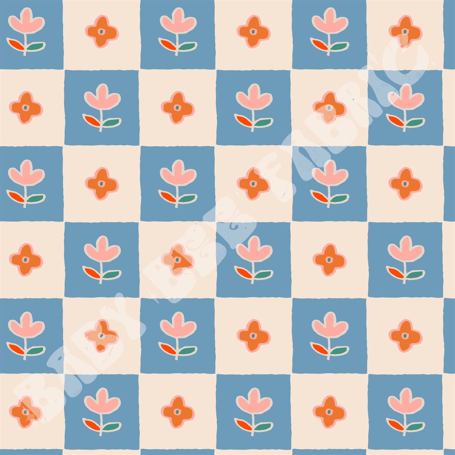 70s Floral Check