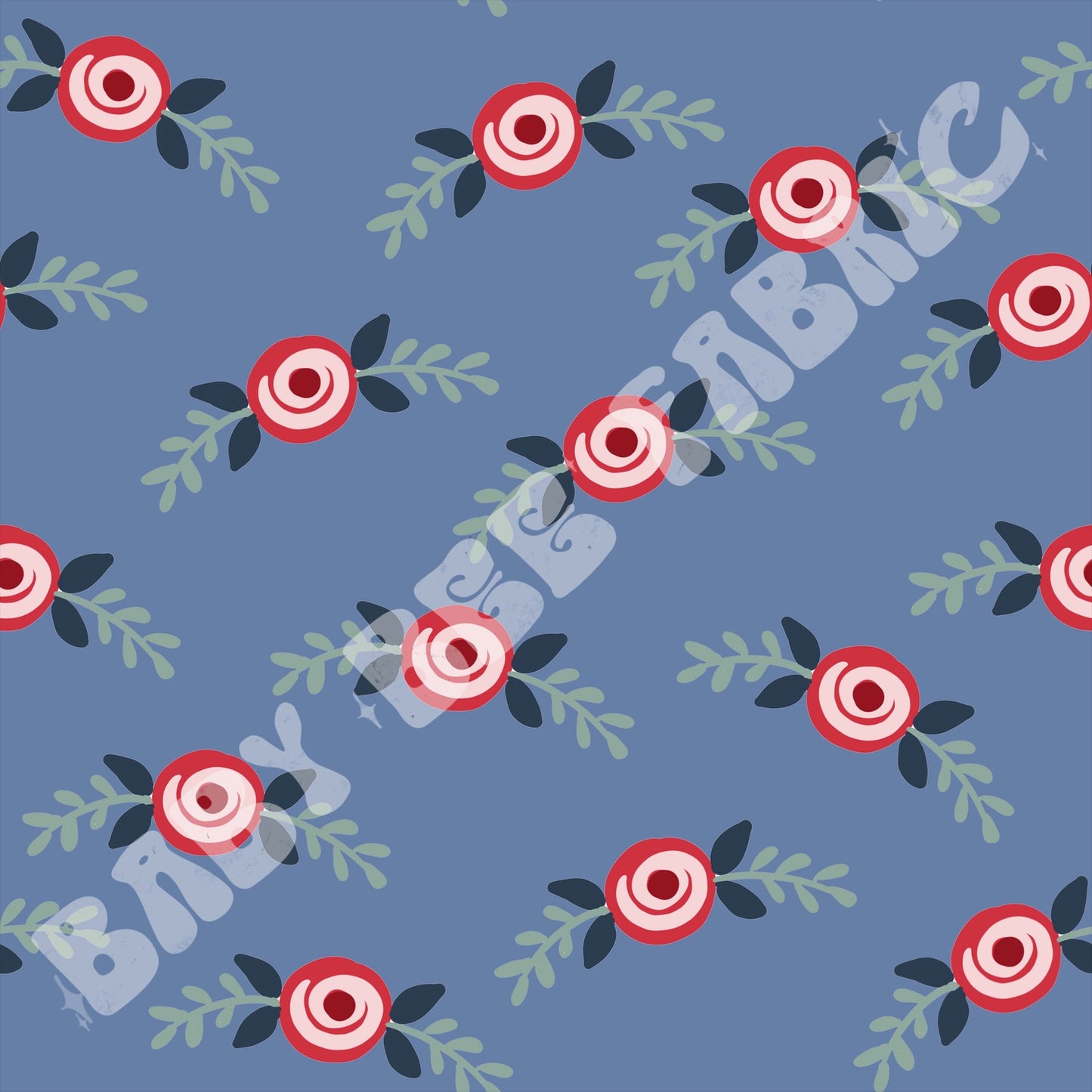 Blue and Red Floral