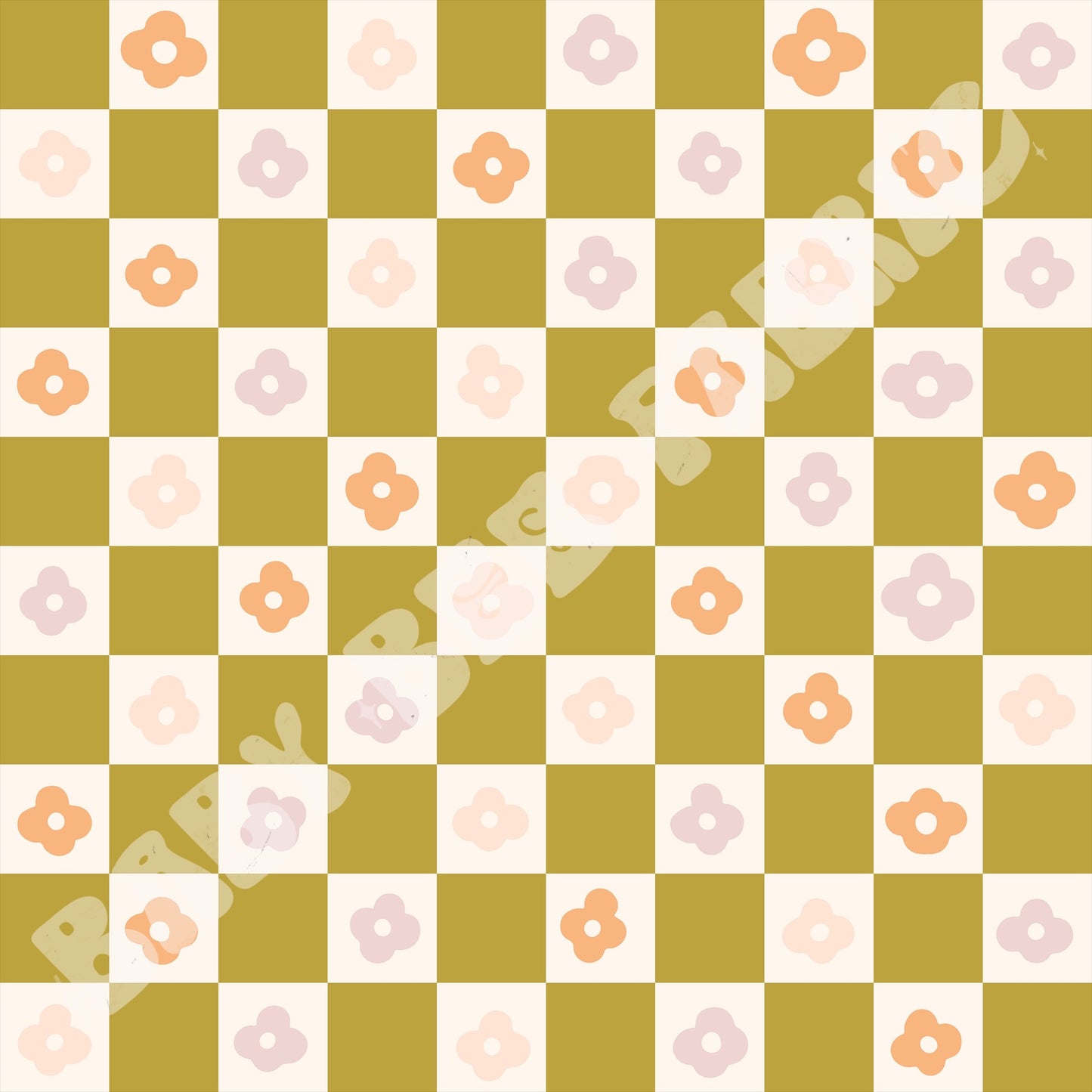 Floral Green Checks
