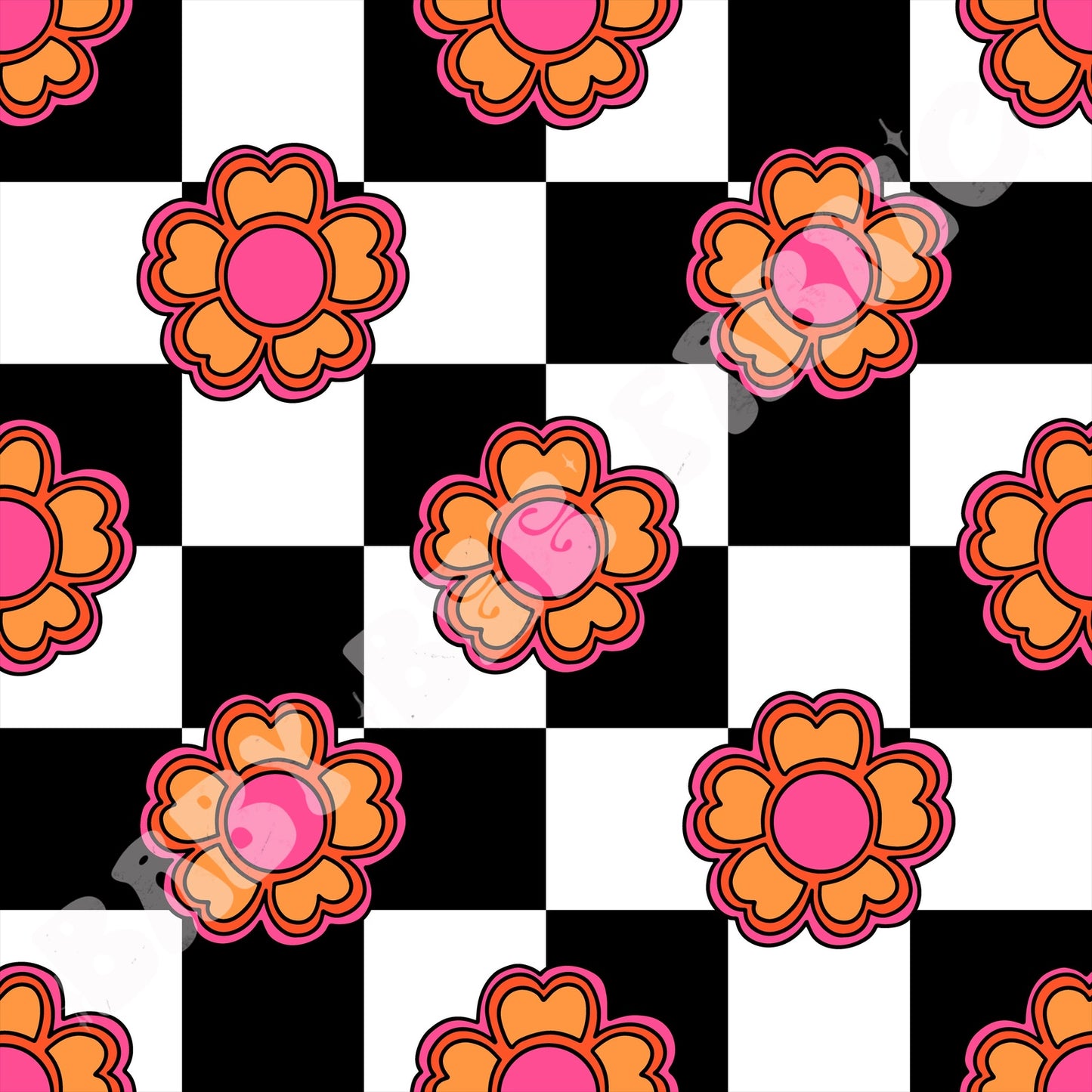 Retro Flowers Check