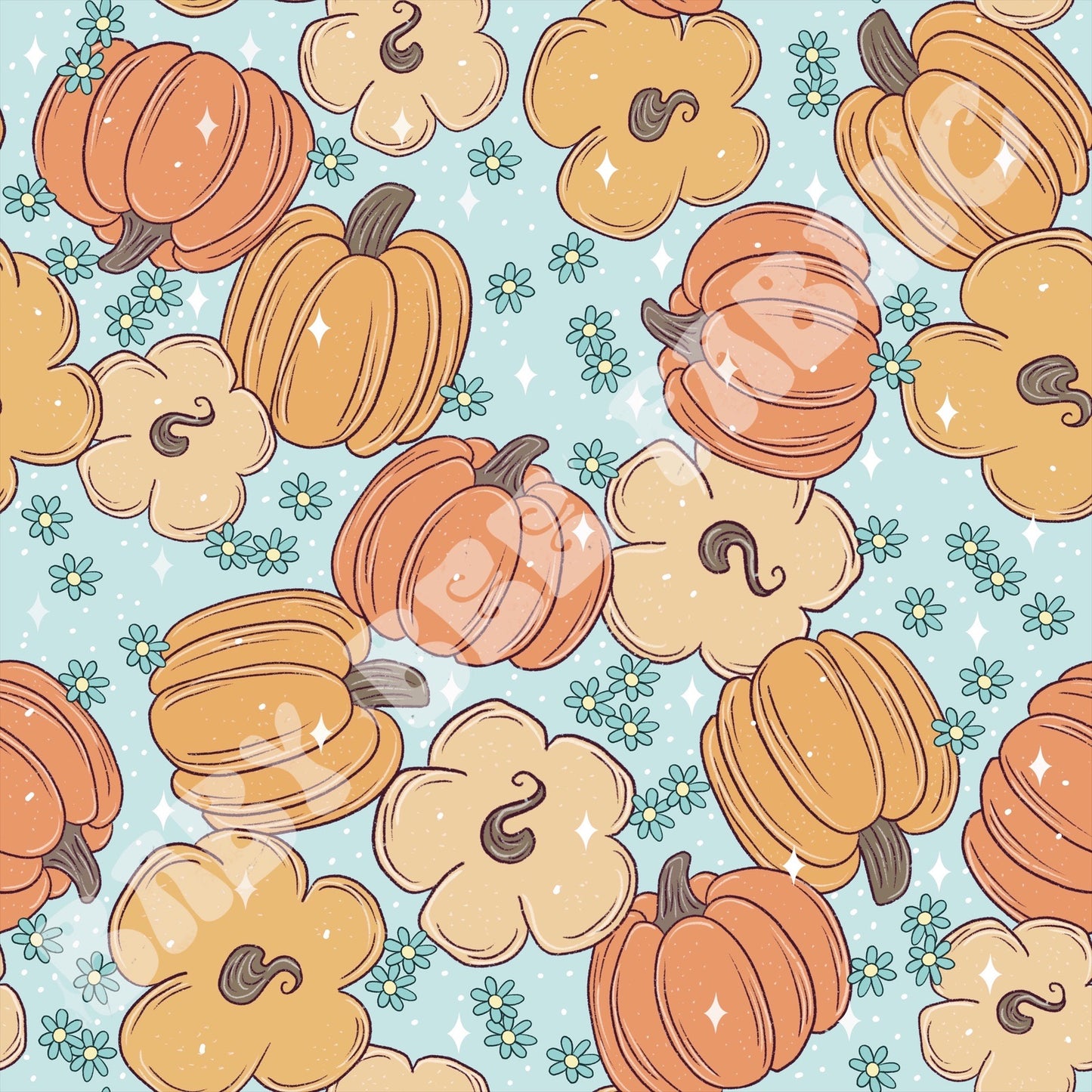 Pumpkins On Blue