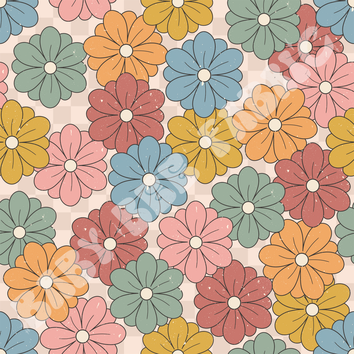Retro Check Floral
